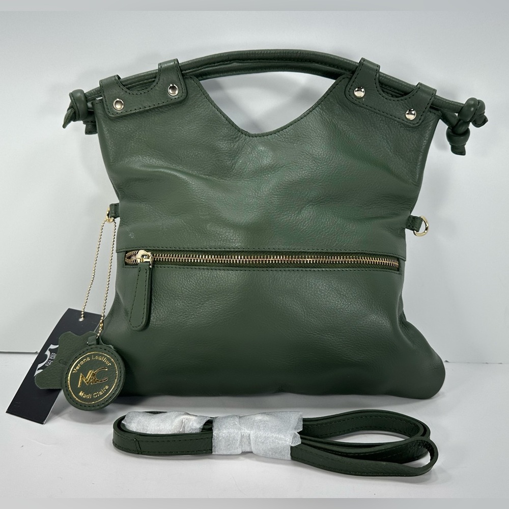 NWT - Madi Claire Flap Over Leather Satchel  Handbag - Verona - Olive